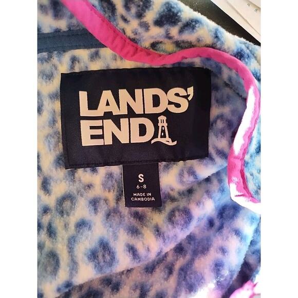 Shacket ¼ Snap Blue Pink Cheetah Fleece Womens Small 4-6 Animal Print Pullover - Picture 5 of 7